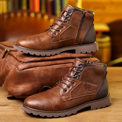 Men's Trendy Boots with Easy Zipper Closure for Daily Use Brown
