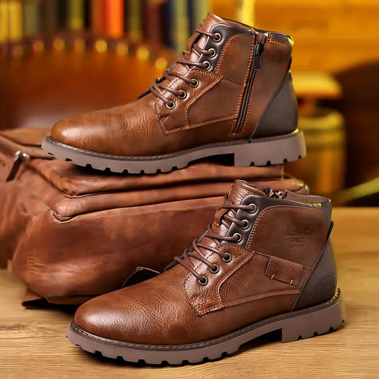 Men's Trendy Boots with Easy Zipper Closure for Daily Use Brown