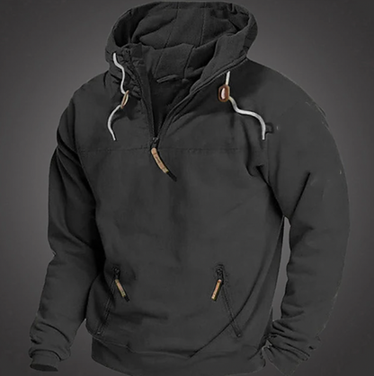 Men's Stylish Pullover Hoodie for Fall and Winter Everyday Wear Black