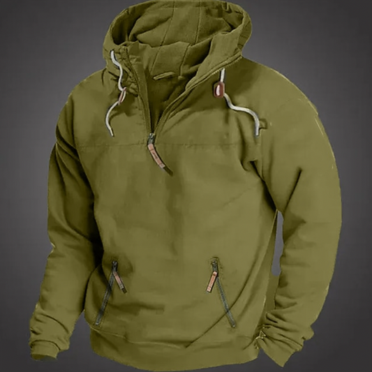 Men's Stylish Pullover Hoodie for Fall and Winter Everyday Wear Green