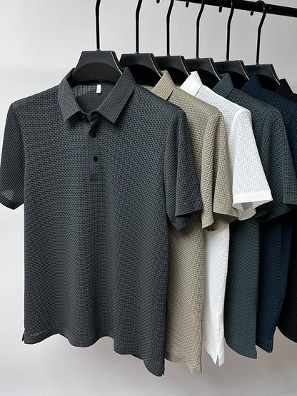 Men's Textured Classic Fit Polo Shirt for Daily Use Warm