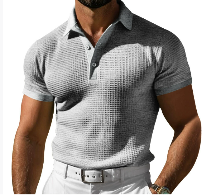 Men's Textured Regular Fit Polo Shirt for Daily Use Warm Gray