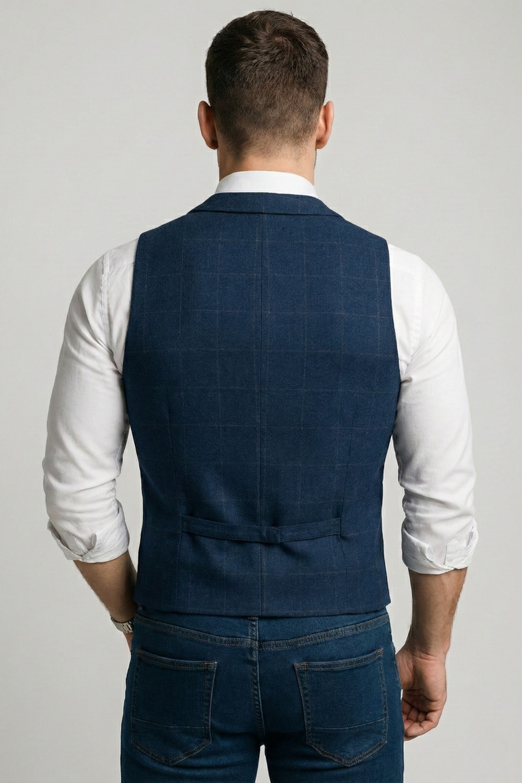 Men's Tweed V-Neck Vest for Fall and Winter Everyday Wear