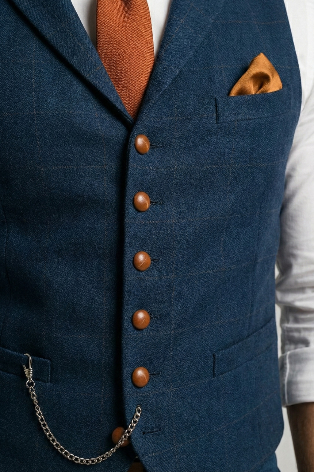 Men's Tweed V-Neck Vest for Fall and Winter Everyday Wear