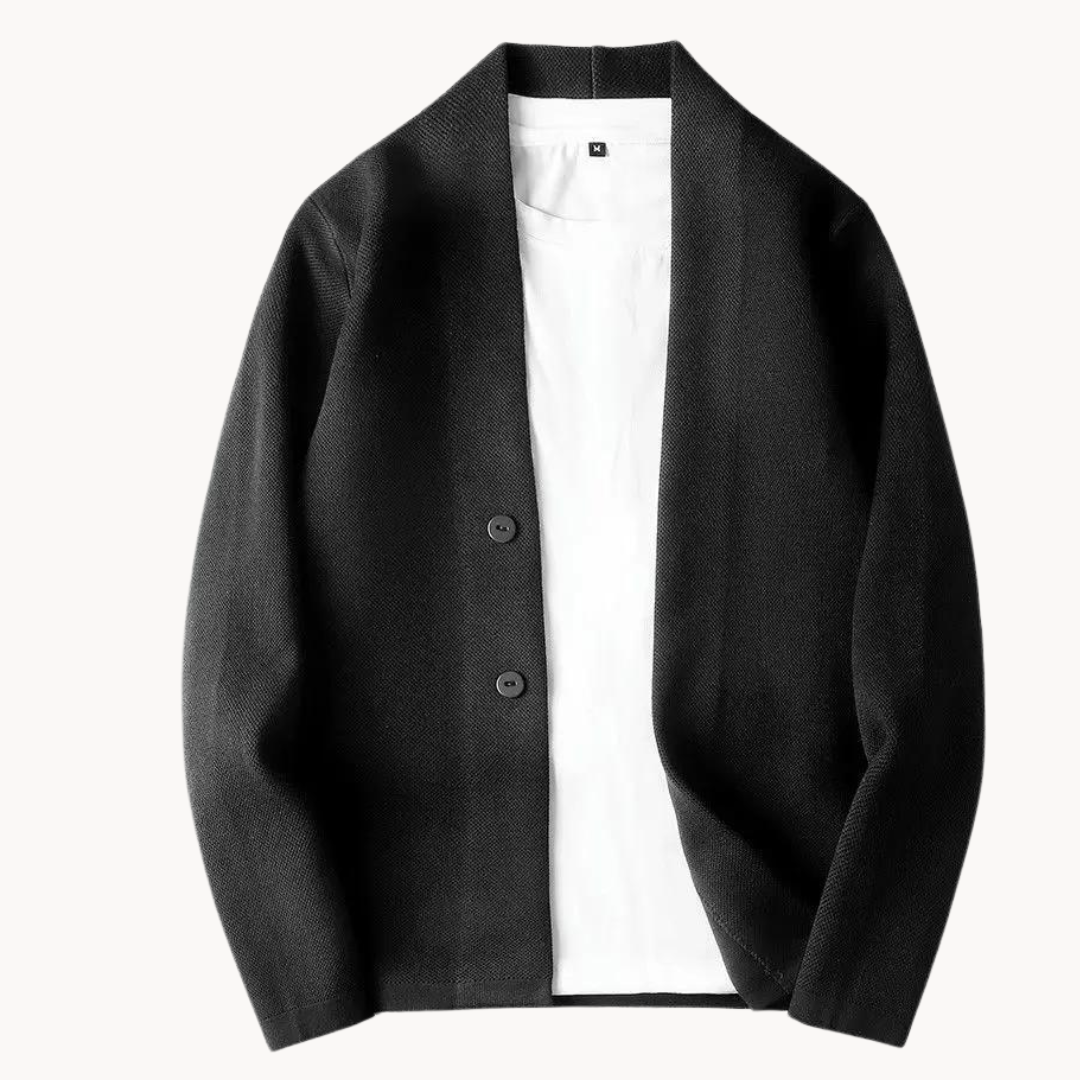 Men's Two Button Cardigan for Fall and Winter Everyday Wear Black