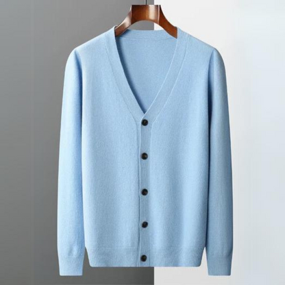 Men's V-Neck Button-Down Cardigan for Fall and Winter Everyday Wear