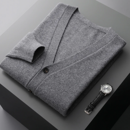 Men's V-Neck Button-Down Cardigan for Fall and Winter Everyday Wear Dark Grey