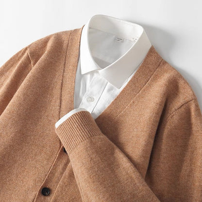 Men's V-Neck Button-Front Cardigan for Fall and Winter Everyday Wear