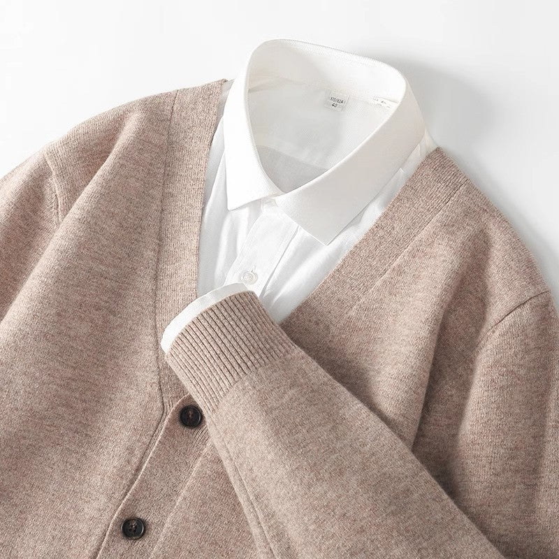 Men's V-Neck Button-Front Cardigan for Fall and Winter Everyday Wear