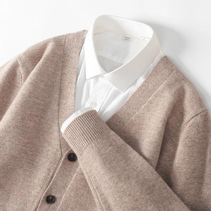 Men's V-Neck Button-Front Cardigan for Fall and Winter Everyday Wear