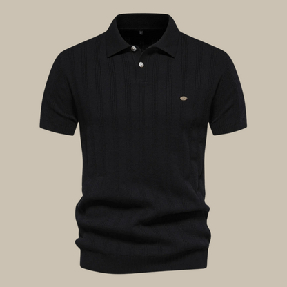 Men's Vertical Stripe Classic Fit Polo Shirt for Daily Use Black