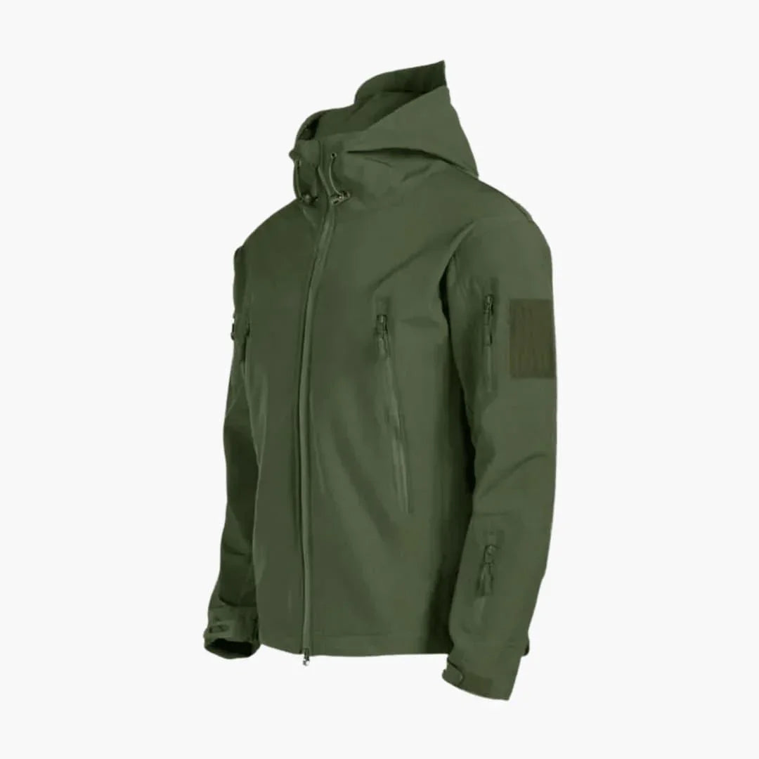 Men's Waterproof Rain Jacket with Hood and Zipper Pockets Green