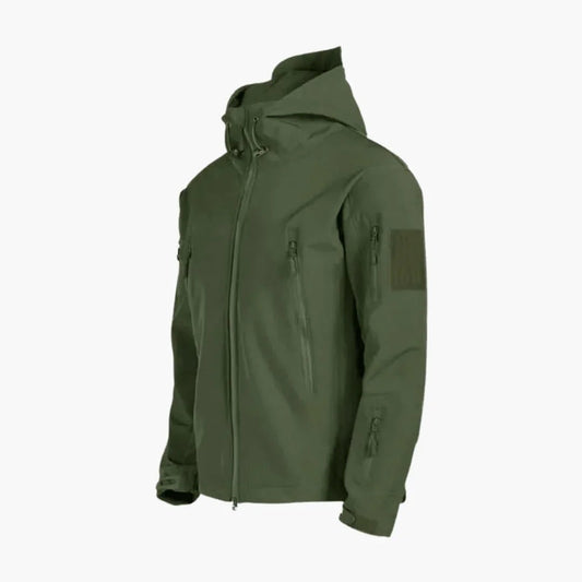Men's Waterproof Rain Jacket with Hood and Zipper Pockets Green