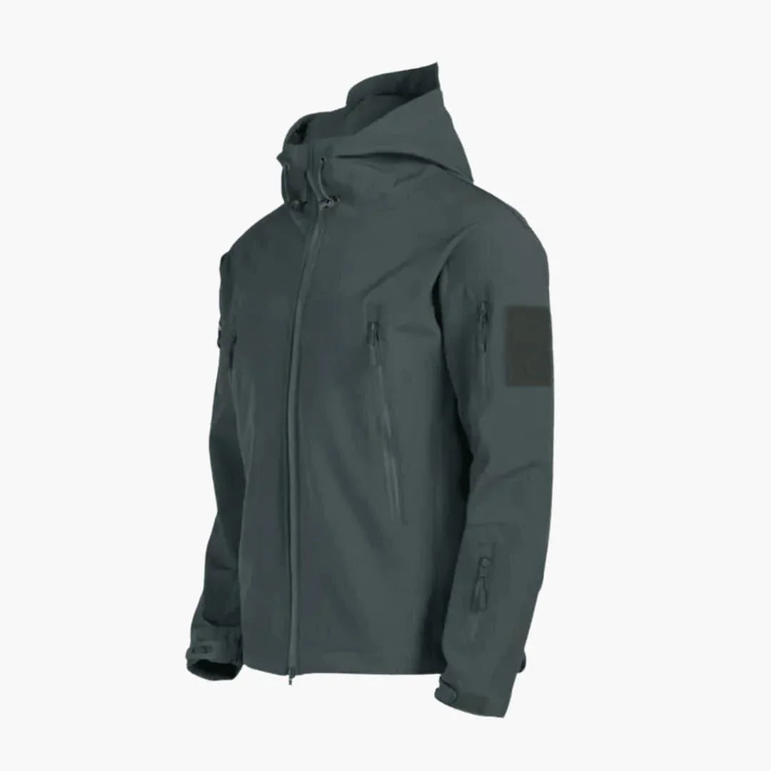 Men's Waterproof Rain Jacket with Hood and Zipper Pockets Gray