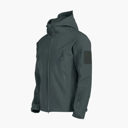 Men's Waterproof Rain Jacket with Hood and Zipper Pockets Gray