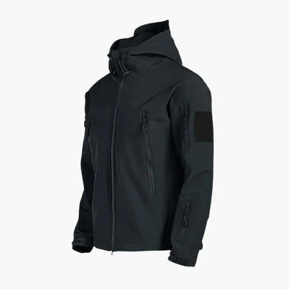 Men's Waterproof Rain Jacket with Hood and Zipper Pockets Black