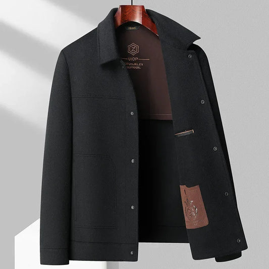 Men's Wool Jacket - Trendy and Cozy Winter Outerwear for Daily Use Black