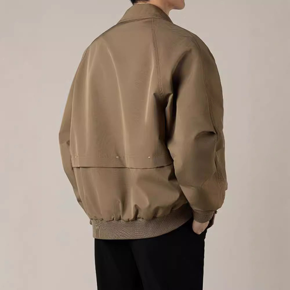 Men's Zip-Up Bomber Jacket for Fall and Winter Everyday Wear