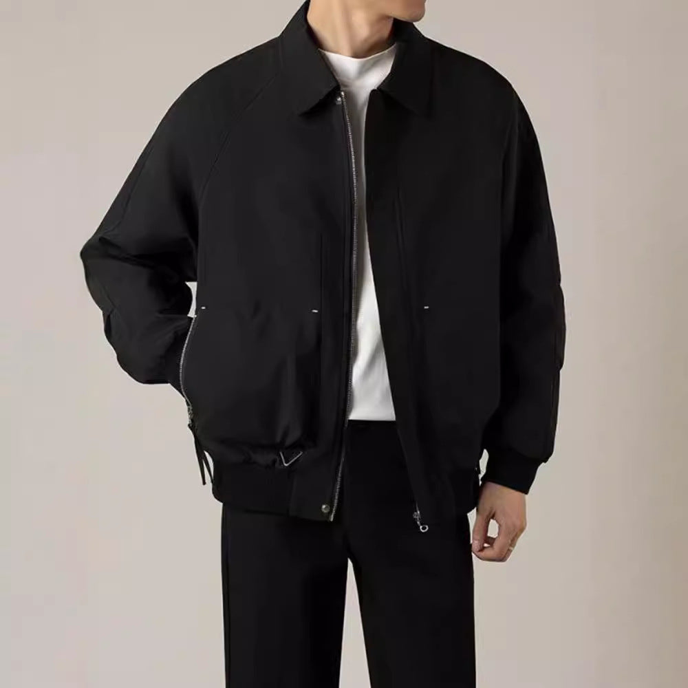 Men's Zip-Up Bomber Jacket for Fall and Winter Everyday Wear