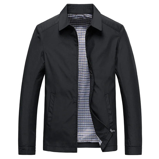 Men's Zip-Up Casual Jacket for Fall and Winter Everyday Wear Black