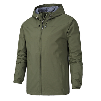 Men's Zip-Up Hooded Jacket for Fall and Winter Everyday Wear Green