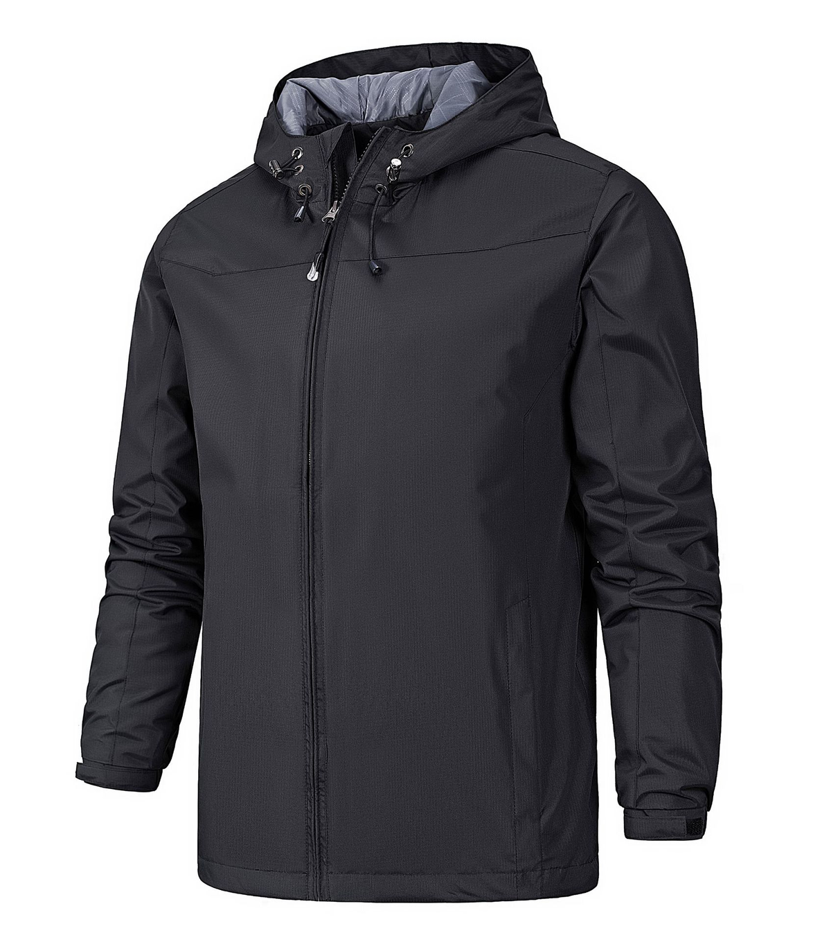 Men's Zip-Up Hooded Jacket for Fall and Winter Everyday Wear Black