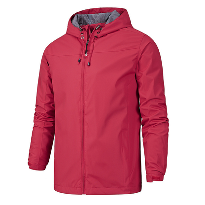 Men's Zip-Up Hooded Jacket for Fall and Winter Everyday Wear Red