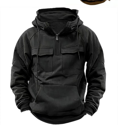 Men's Zip-Up Hoodie with Drawstring and Pockets for Daily Use