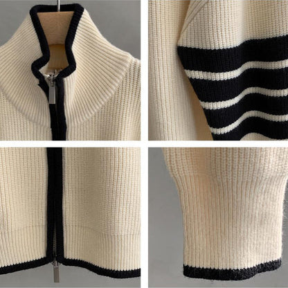 Men's Zip-Up Stand Collar Sweater for Fall and Winter Everyday Wear