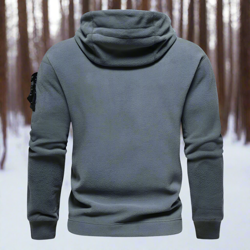 Men's Multi-Pocket Tactical Fleece Hoodie for Outdoor Activities