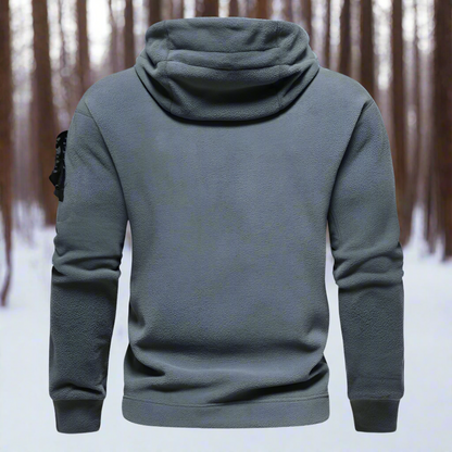 Men's Multi-Pocket Tactical Fleece Hoodie for Outdoor Activities