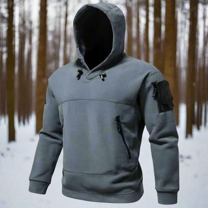 Men's Multi-Pocket Tactical Fleece Hoodie for Outdoor Activities