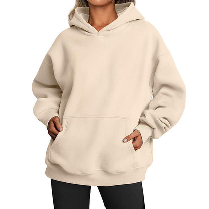 Women's Cozy Oversized Hoodie with Kangaroo Pocket for Daily Use Apricot