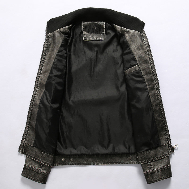 Men's Utility Leather Jacket – Versatile Multi-Pocket Casual Wear