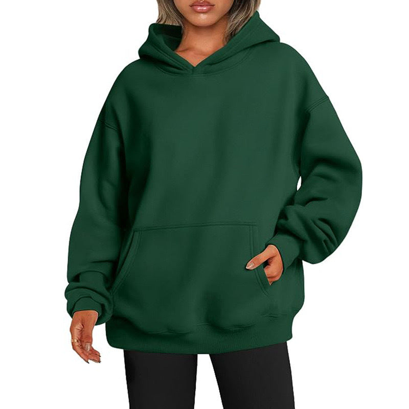Women's Cozy Oversized Hoodie with Kangaroo Pocket for Daily Use Green