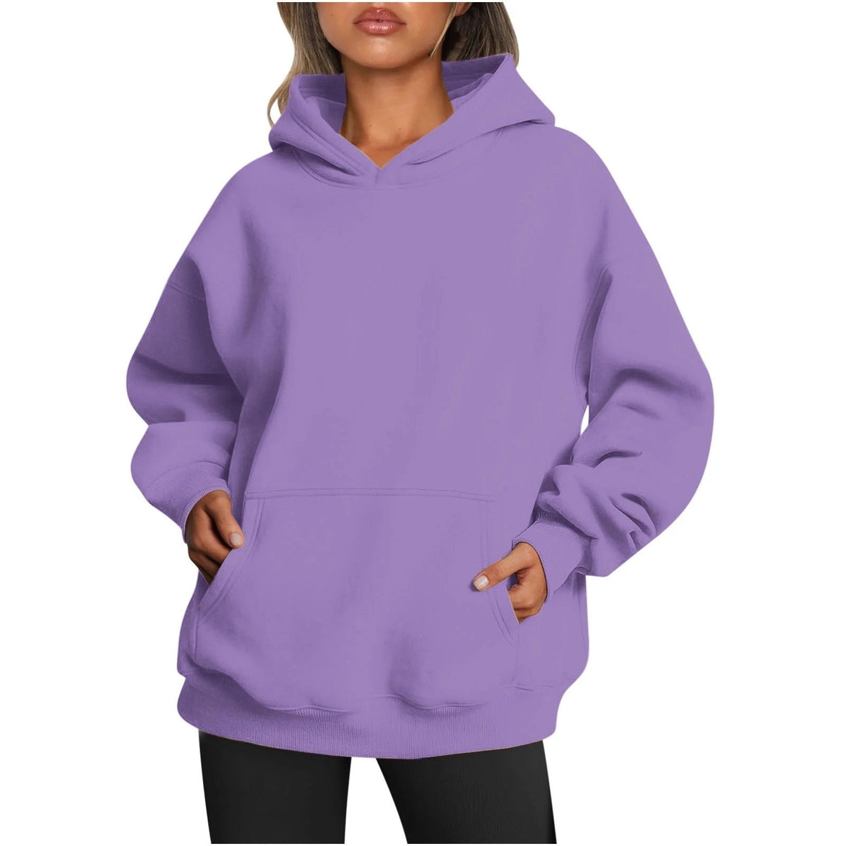 Women's Cozy Oversized Hoodie with Kangaroo Pocket for Daily Use Lilac