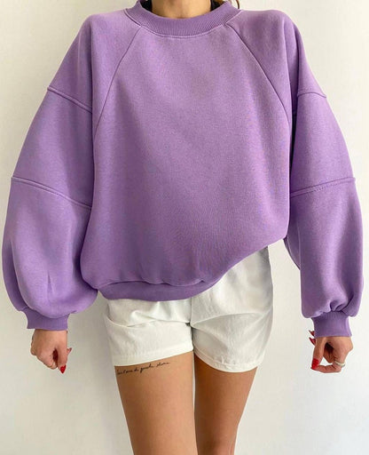 Women's Oversized Crewneck Sweatshirt with Puffed Sleeves Mauve