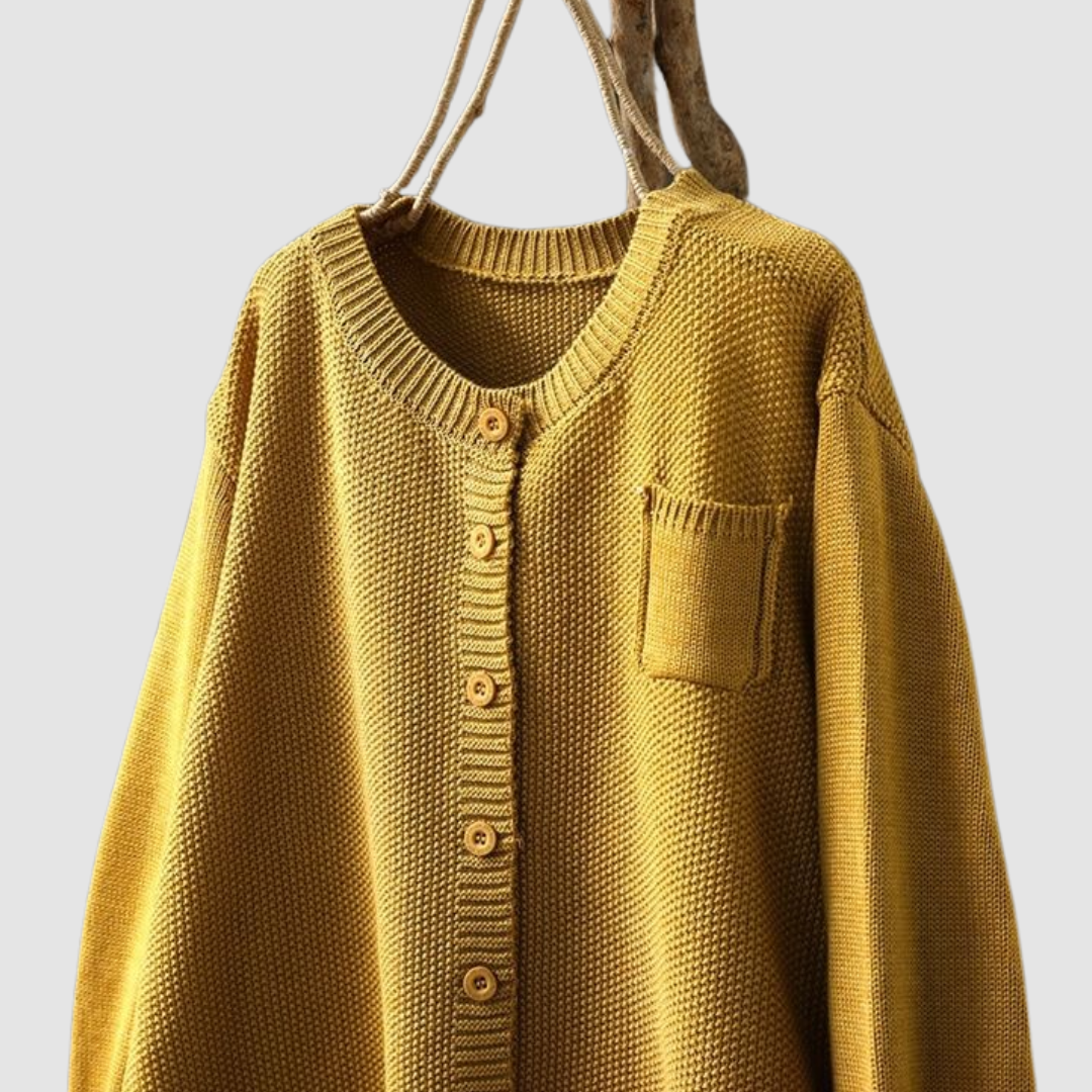 Women's Knit Cardigan with Pocket and Classic Button Closure