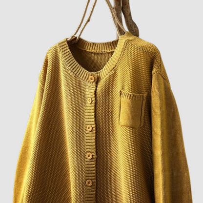 Women's Knit Cardigan with Pocket and Classic Button Closure