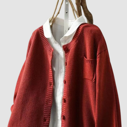Women's Knit Cardigan with Pocket and Classic Button Closure