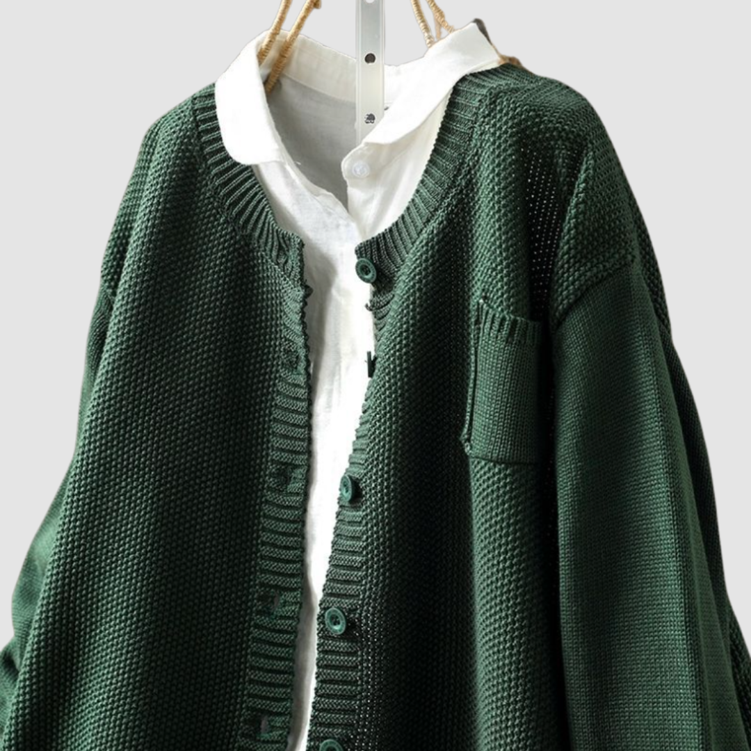 Women's Knit Cardigan with Pocket and Classic Button Closure