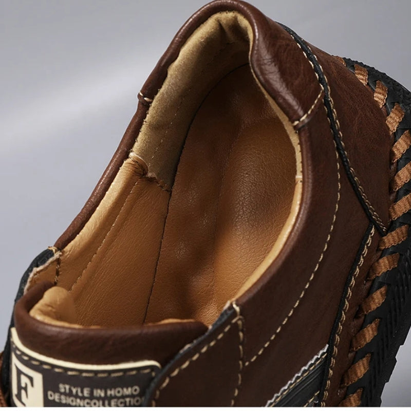 Men's Multi-Color Stripe Stylish Leather Dress Shoes for Daily Use