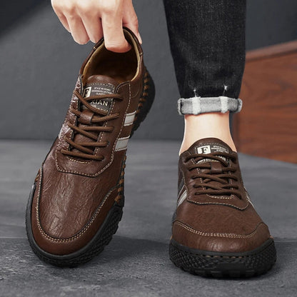 Men's Multi-Color Stripe Stylish Leather Dress Shoes for Daily Use