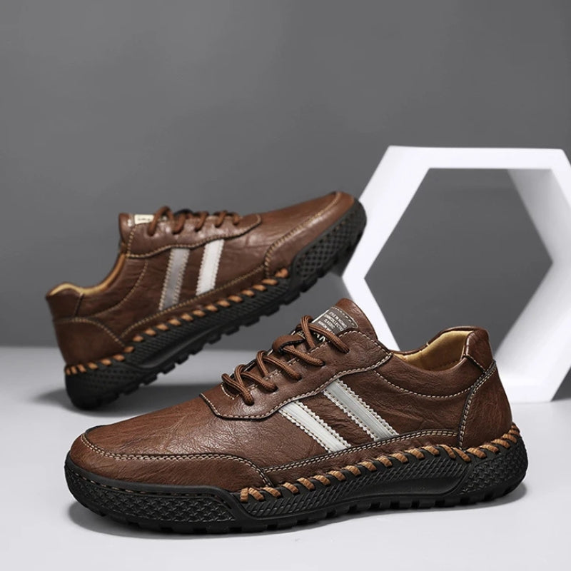 Men's Multi-Color Stripe Stylish Leather Dress Shoes for Daily Use