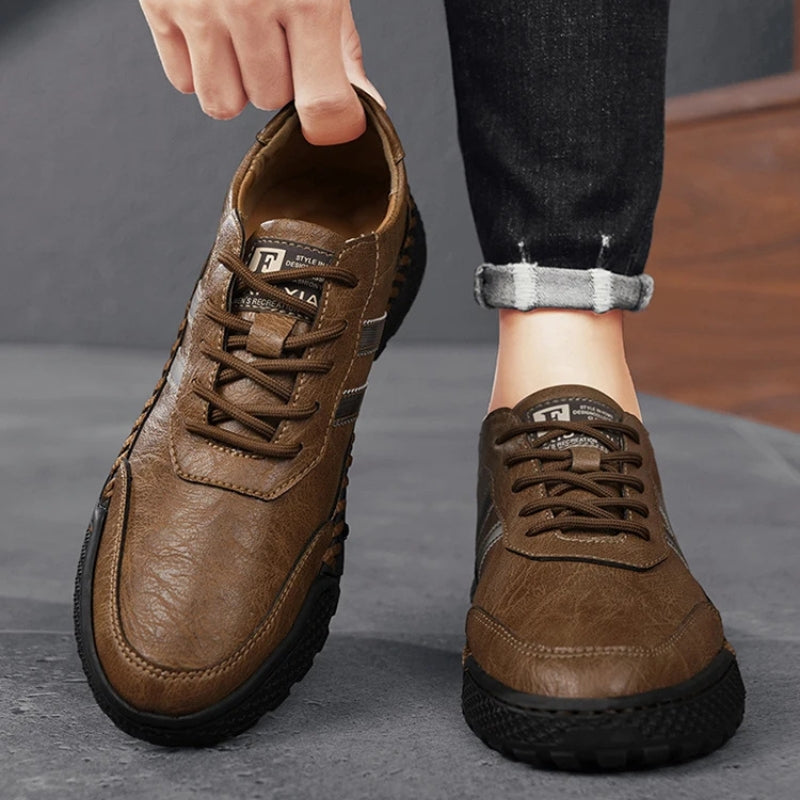 Men's Multi-Color Stripe Stylish Leather Dress Shoes for Daily Use