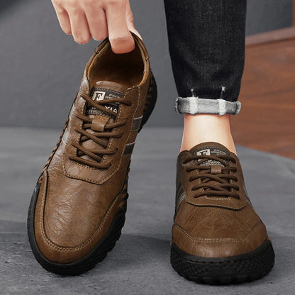 Men's Multi-Color Stripe Stylish Leather Dress Shoes for Daily Use