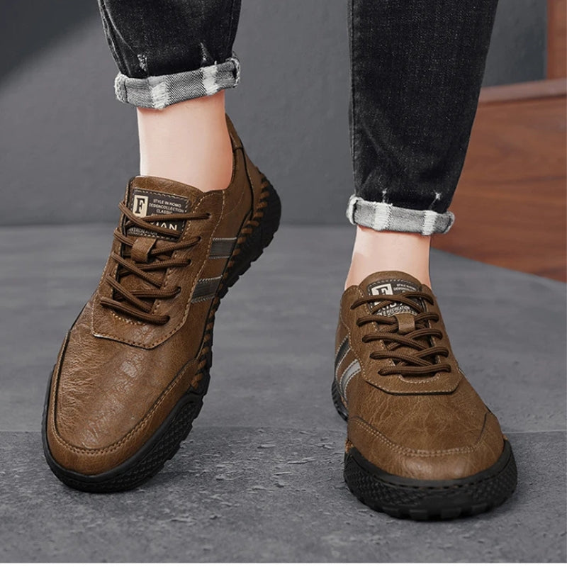Men's Multi-Color Stripe Stylish Leather Dress Shoes for Daily Use