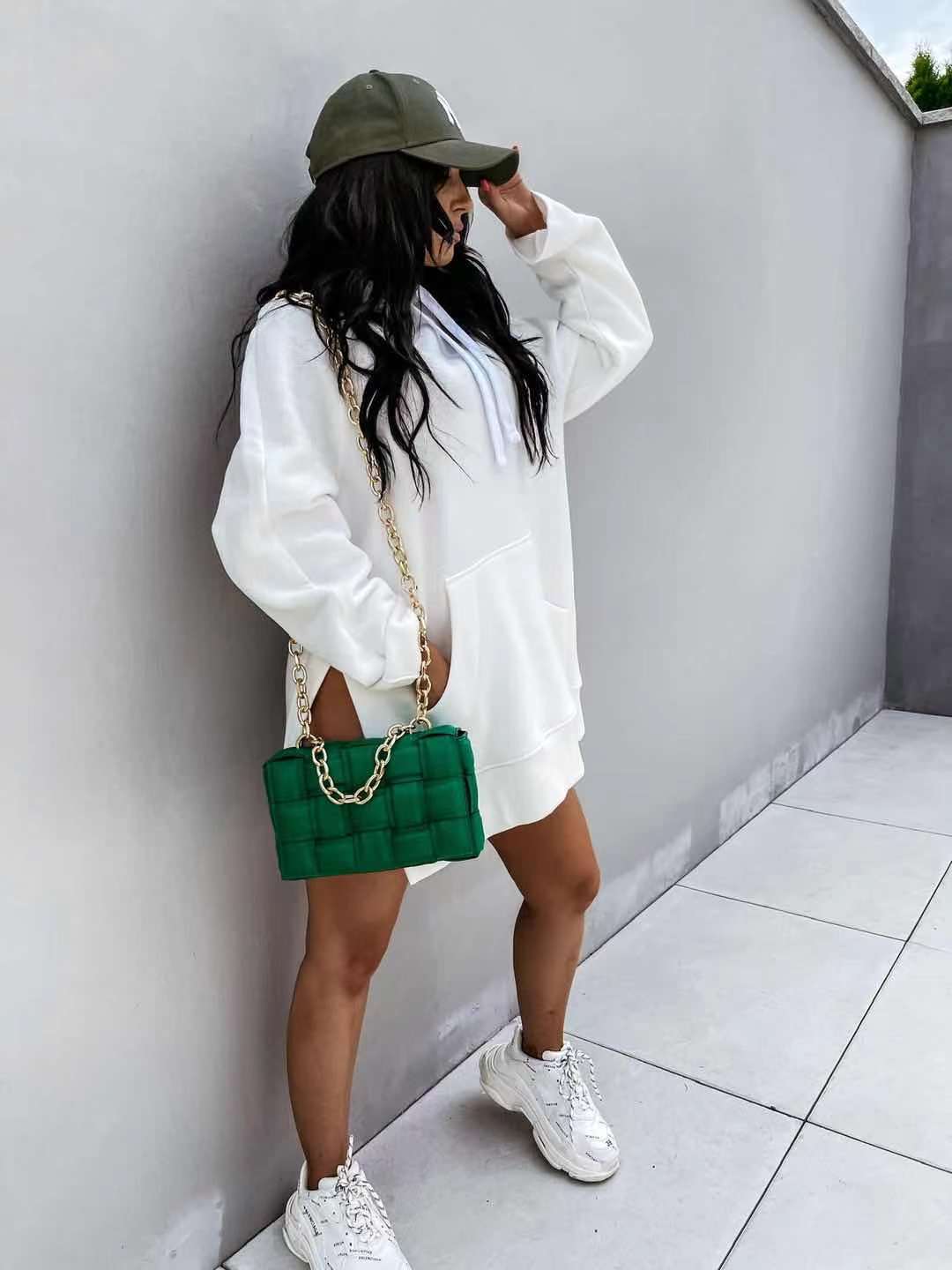 Women's Oversized Hoodie Dress for Comfortable Casual Wear White