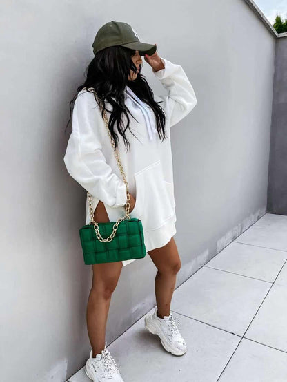 Women's Oversized Hoodie Dress for Comfortable Casual Wear White