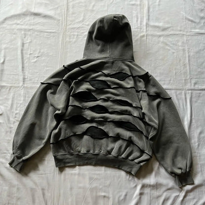 Men's Retro Patchwork Hoodie with Geometric Street Style Design